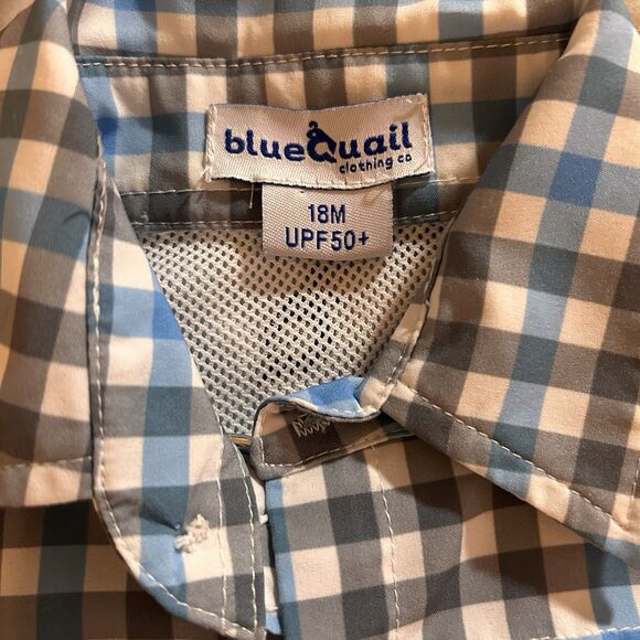 BLUE QUAIL 18 M Blue Gray Plaid Ranch Fishing Hunting Performance Shirt UPF50 - Picture 3 of 8